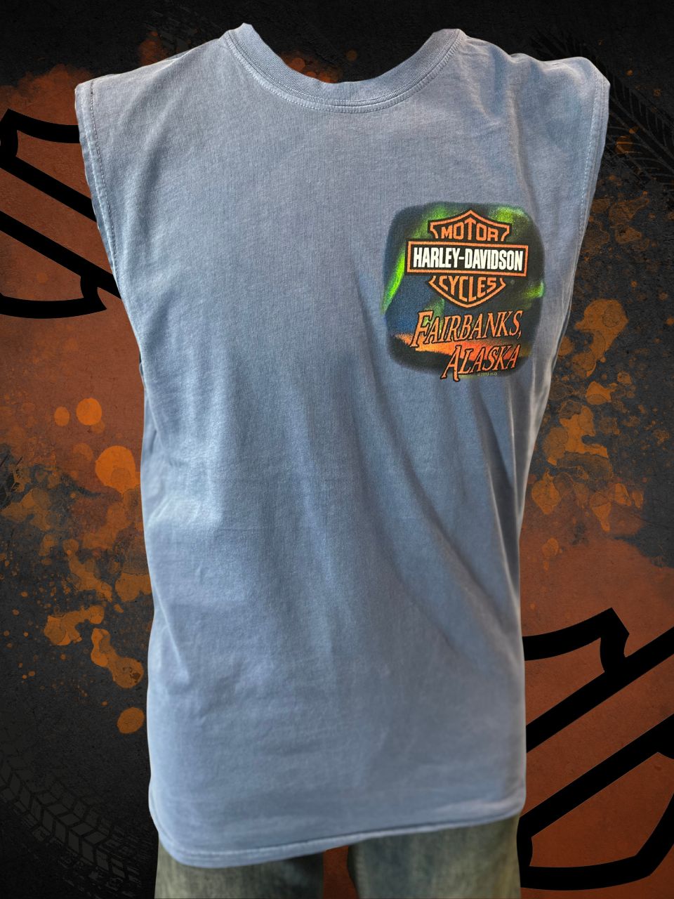Northern Lights Mens Sleeveless Blue