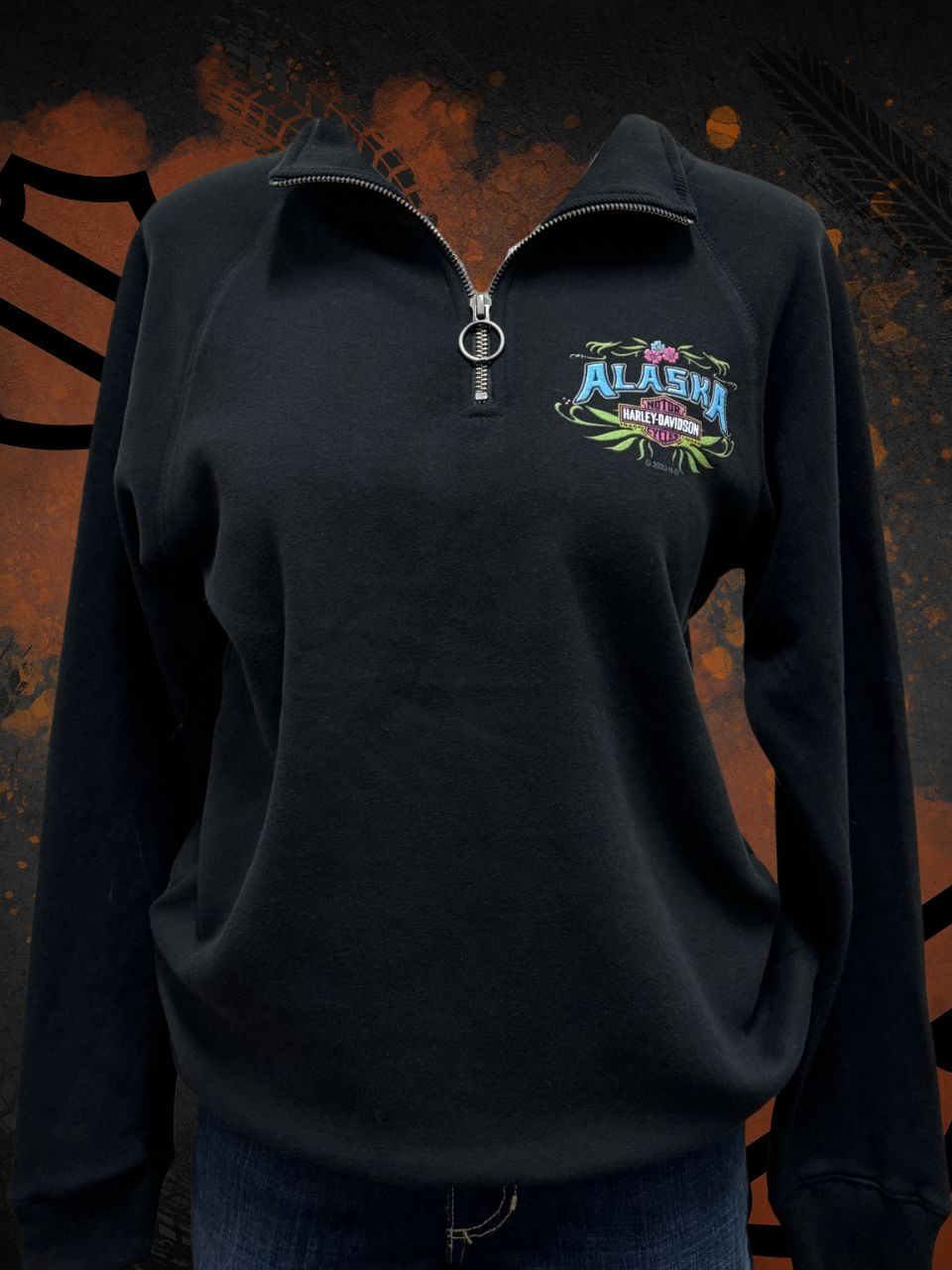 Flower Border 1/2 Zip Sweater