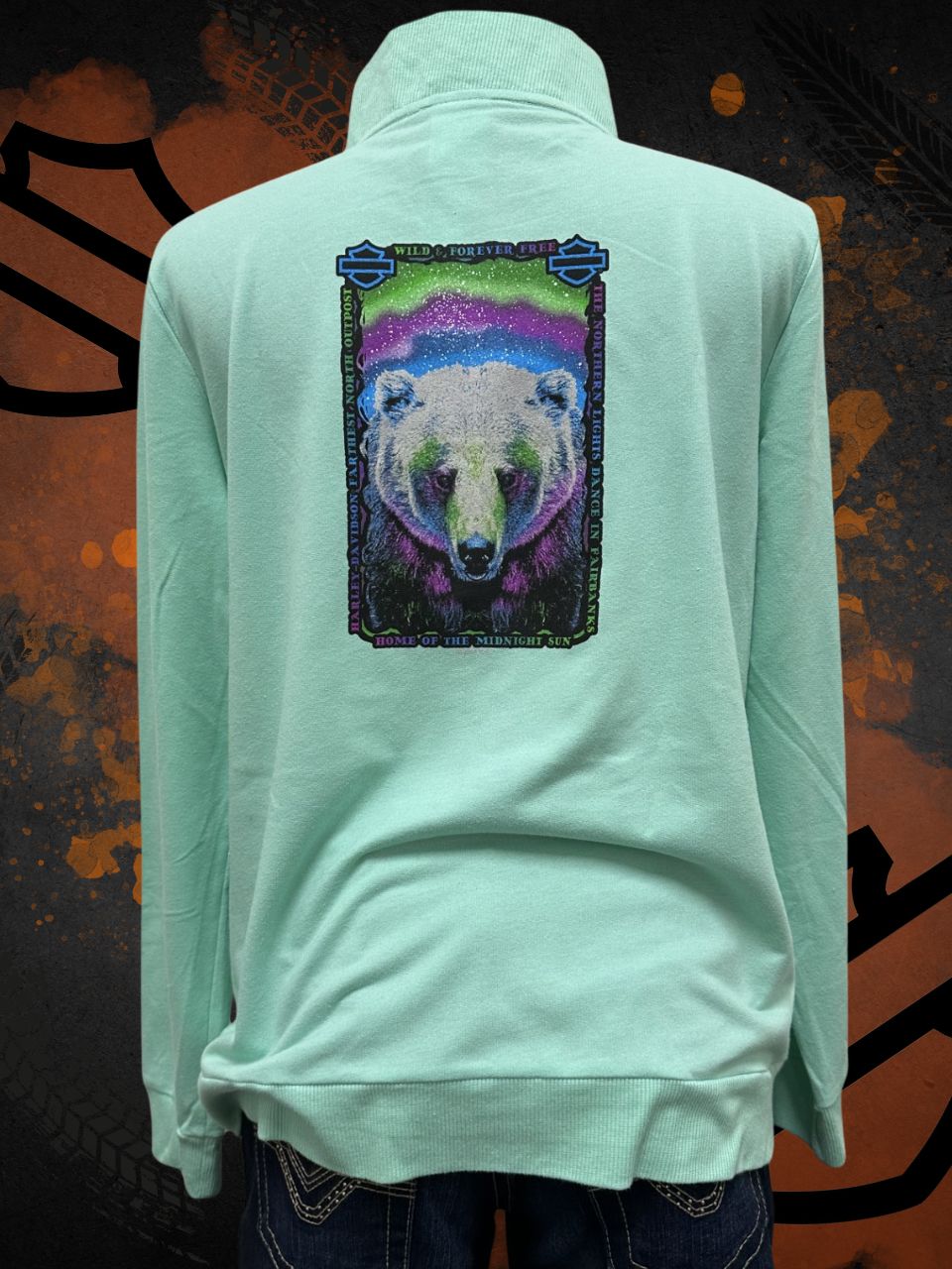 Northern Lights Bear Zip-Up Sweatshirt