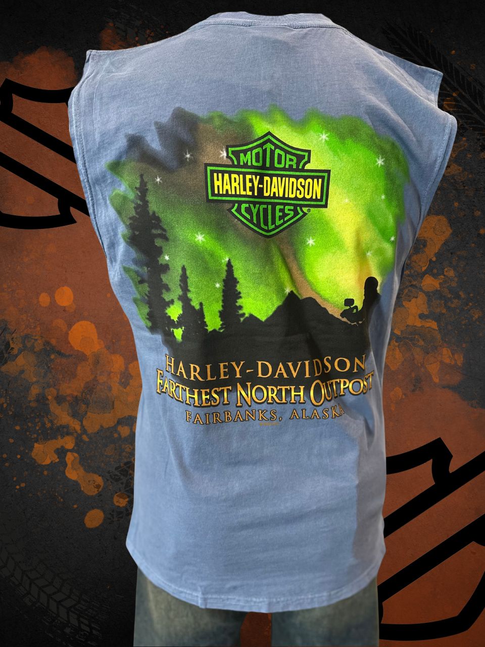 Northern Lights Mens Sleeveless Blue