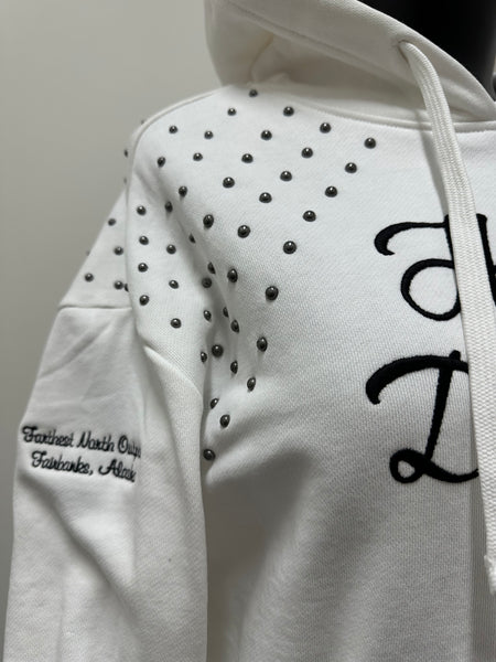 Women's Studded Out Pullover Hoodie - Custom Embroidery