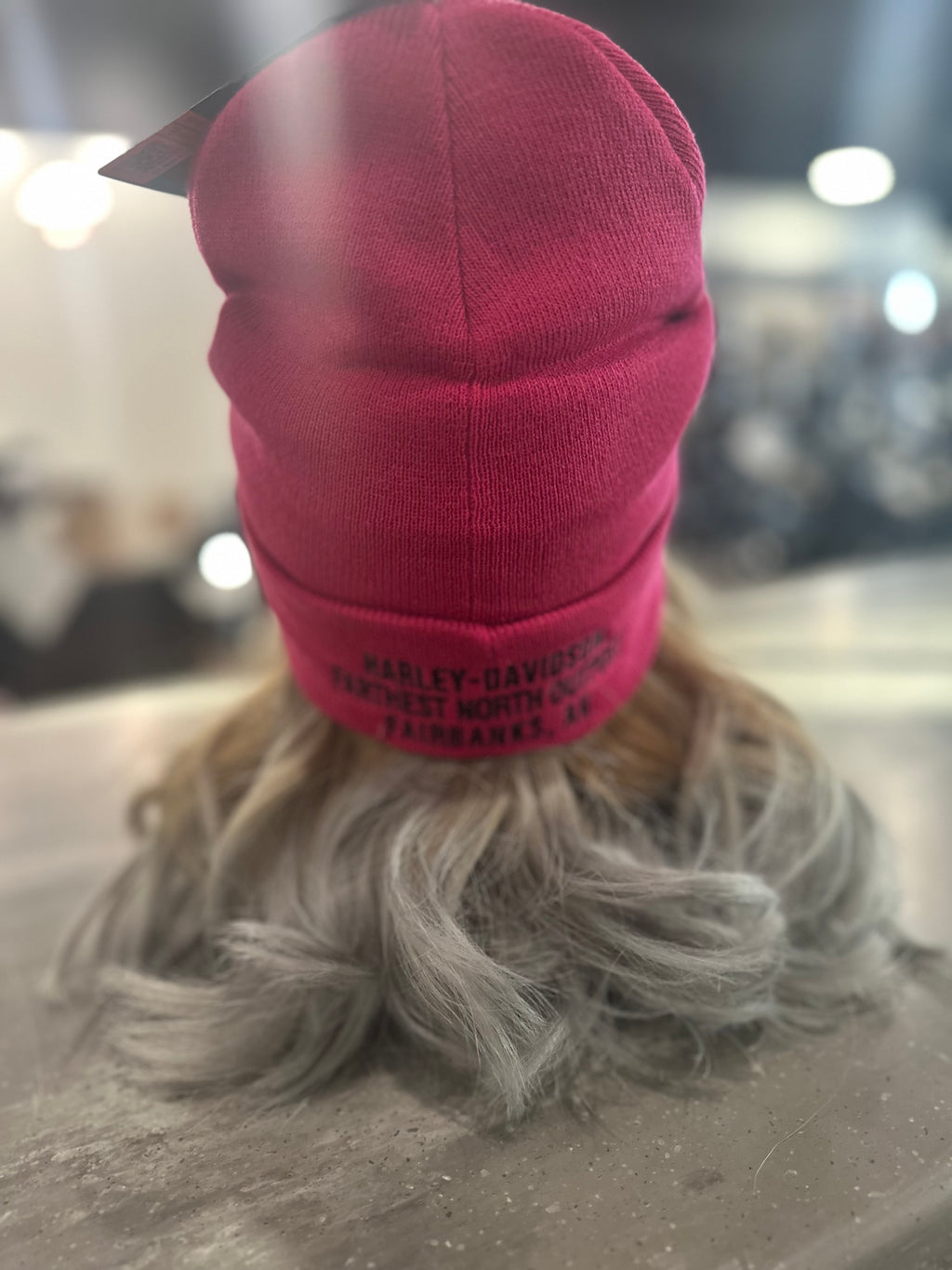 Custom Harley-Davidson Cuffed Text Beanie - Pink