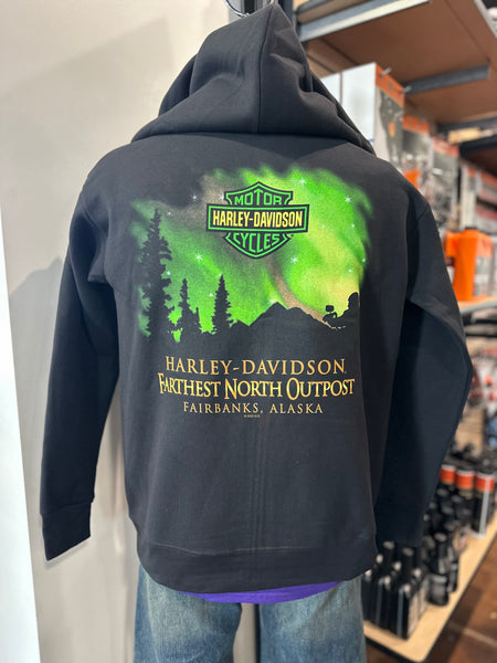 Northern Lights Mens Zip Hoodie Black