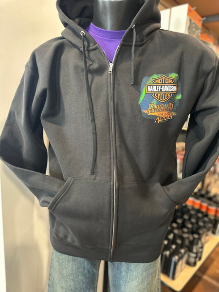 Northern Lights Mens Zip Hoodie Black